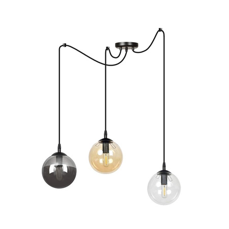 Lampa pająk kolorowe klosze grafit/miodowy/transparenty 3x40W 939/3 GIGI 3